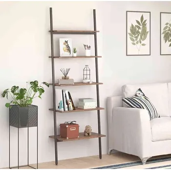 Knihovna vidaXL 5patrová opěrná police a černá 64 x 34 x 185,5 cm [336376] Barva: tmavě hnědá