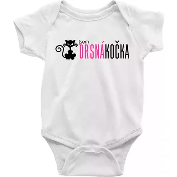 Kojenecký body Jsem drsná kočka - Body kojenecké s krátkým rukávem - Krátký r. 18-24 měs ( Bílá )
