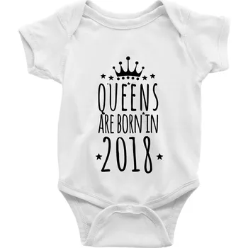 Kojenecký body Queens are born in 2018 - Body kojenecké s krátkým rukávem - Krátký r. 18-24 měs ( Bílá )