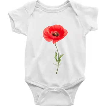 Kojenecký body Vlčí mák - kreslený - Body kojenecké s krátkým rukávem - Krátký r. 6-12 mes ( Bílá )