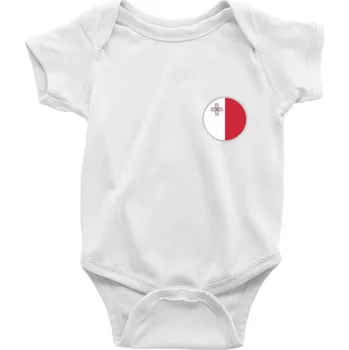 Kojenecký body Vlajka Malta kulatá na prso - Body kojenecké s krátkým rukávem - Krátký r. 18-24 měs ( Bílá )