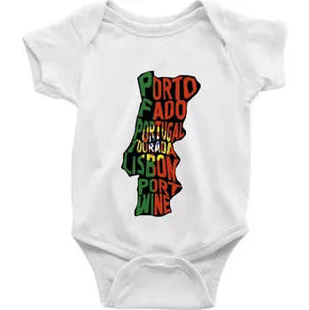 Kojenecké oblečení Mapy - názvy měst - Portugalsko - Body kojenecké s krátkým rukávem - Krátký r. 6-12 mes ( Bílá )