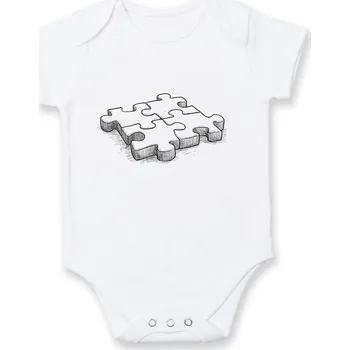 Kojenecké oblečení Puzzle skládačka - Body kojenecké s krátkým rukávem - Krátký r. 18-24 měs ( Bílá )