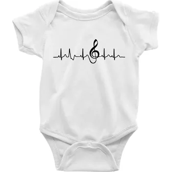 Kojenecké oblečení Moje srdce bije pro hudbu - Body kojenecké s krátkým rukávem - Krátký r. 6-12 mes ( Bílá )