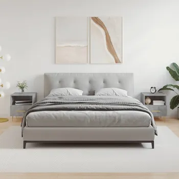 Noční stolek vidaXL Noční stolky 2 ks 40 x 35 x 47,5 cm kompozitní dřevo [827419] Barva: Betonová šedá