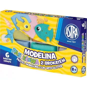 Modelovací hmota ASTRA Termotvrdnoucí plastelína 6 barev pastelová s třpytkami