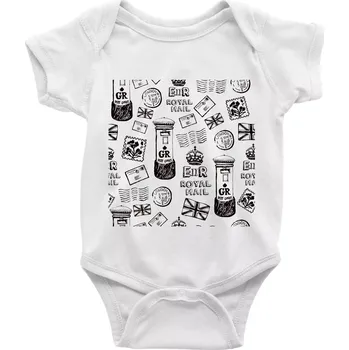 Kojenecký body Britská pošta ikony - Body kojenecké s krátkým rukávem - Krátký r. 18-24 měs ( Bílá )