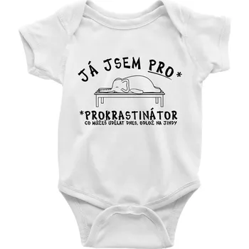 Kojenecký body Ja jsem PRO - prokrastinace - Body kojenecké s krátkým rukávem - Krátký r. 18-24 měs ( Bílá )