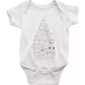 Kojenecký body Pyramida z koček - Body kojenecké s krátkým rukávem - Krátký r. 6-12 mes ( Bílá )