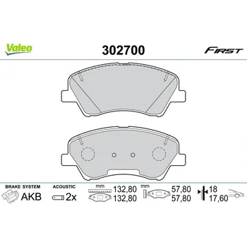 Brzdová destička Sada brzdových destiček, kotoučová brzda VALEO 302700