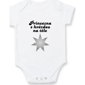 Kojenecký body Princezna s hvězdou na těle - Body kojenecké s krátkým rukávem - Krátký r. 6-12 mes ( Bílá )