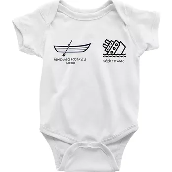 Kojenecké oblečení Řemeslnici postavili archu, fušeři Titanic - Body kojenecké s krátkým rukávem - Krátký r. 6-12 mes ( Bílá )
