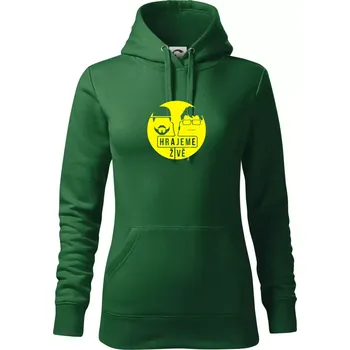 Dámská mikina Vortex hrajeme živě - Mikina dámská Cape s kapucí - XL ( Lahvově zelená )