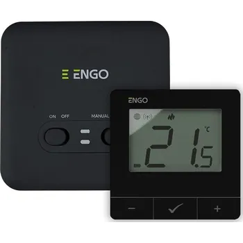 Termostat ENGO Controls E20i-B - regulátor teploty, bezdrátový, bateriový, Wi-Fi, internet, černý, 868MHz