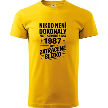Pánské tričko Nikdo není dokonalý ale ti narození v roce 1987 jsou zatraceně blízko - Triko extra velké (5-8XL) - 8XL ( Žlutá )