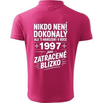Pánská košile Nikdo není dokonalý ale ti narození v roce 1997 jsou zatraceně blízko - Polokošile pánská Pique Polo 203 - 5XL ( Purpurová )