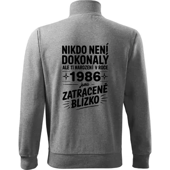 Pánská mikina Nikdo není dokonalý ale ti narození v roce 1986 jsou zatraceně blízko - Mikina bez kapuce Adventure - 2XL ( Tmavě šedý melír )