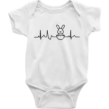 Kojenecký body EKG Velikonoční zajíc - Body kojenecké s krátkým rukávem - Krátký r. 18-24 měs ( Bílá )