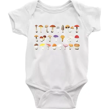 Kojenecký body Houby barevné - Body kojenecké s krátkým rukávem - Krátký r. 18-24 měs ( Bílá )