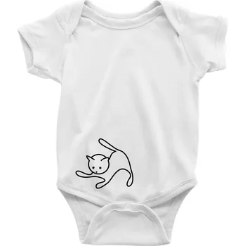 Kojenecký body Kočka si hraje - Body kojenecké s krátkým rukávem - Krátký r. 18-24 měs ( Bílá )