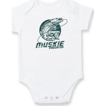 Kojenecký body Muškaření jedna ryba - Body kojenecké s krátkým rukávem - Krátký r. 18-24 měs ( Bílá )