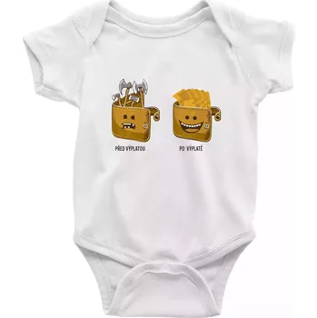 Kojenecký body Před výplatou po výplatě (Pecka design) - Body kojenecké s krátkým rukávem - Krátký r. 6-12 mes ( Bílá )