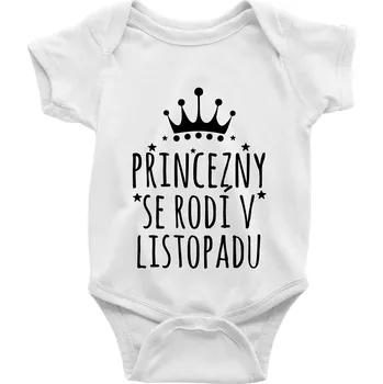 Kojenecký body Princezny se rodí v listopadu - Body kojenecké s krátkým rukávem - Krátký r. 18-24 měs ( Bílá )