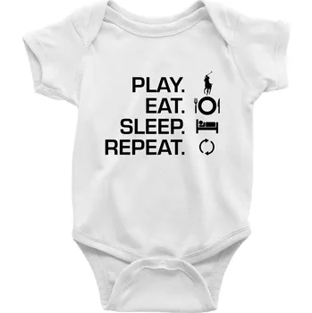 Kojenecké oblečení Play Eat Sleep Repeat polo - Body kojenecké s krátkým rukávem - Krátký r. 6-12 mes ( Bílá )