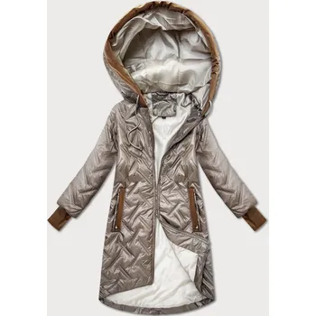 Béžová prošívaná dámská bunda s ozdobnými vsadkami (T2-2291#-62) odstíny béžové 48