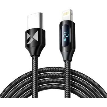Wozinsky WUCLC2 Lightning - USB-C 36W 480Mb/s kabel 2m s displejem - černý