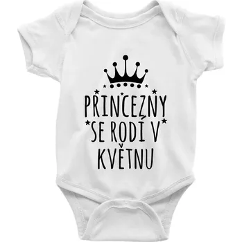 Kojenecký body Princezny se rodí v květnu - Body kojenecké s krátkým rukávem - Krátký r. 18-24 měs ( Bílá )