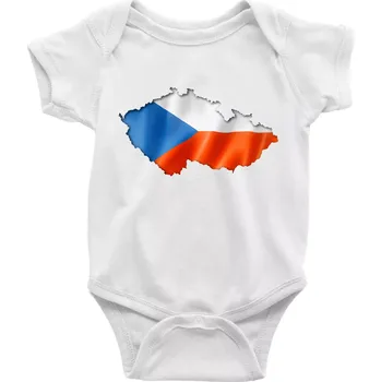 Kojenecký body Česká vlajka v obrysu republiky - Body kojenecké s krátkým rukávem - Krátký r. do 3 měs ( Bílá )