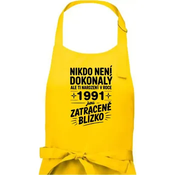 Kuchyňská zástěra Nikdo není dokonalý ale ti narození v roce 1991 jsou zatraceně blízko - Dámská zástěra na vaření - Univerzální velikost ( Žlutá )