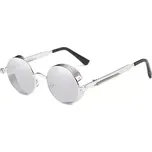 Retro kulaté sluneční brýle Steampunk stříbrné Zrcadlovky