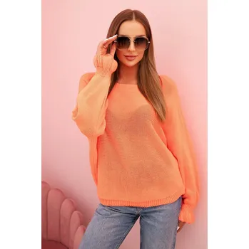 Dámský svetr Svetr dámský z mohairu s nařasenými rukávy a výstřihem na zádech oranžový UNI