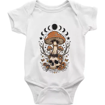 Kojenecké oblečení Goblincore magical mushroom - Body kojenecké s krátkým rukávem - Krátký r. 6-12 mes ( Bílá )
