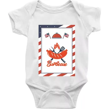 Kojenecké oblečení USA BBQ POSTER - Body kojenecké s krátkým rukávem - Krátký r. 18-24 měs ( Bílá )