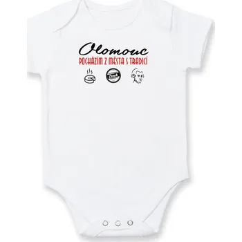 Kojenecký body Olomouc město s tradicí - Body kojenecké s krátkým rukávem - Krátký r. 18-24 měs ( Bílá )
