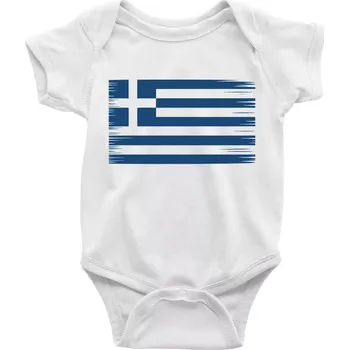 Kojenecké oblečení Řecko vlajka hranatá - Body kojenecké s krátkým rukávem - Krátký r. 18-24 měs ( Bílá )