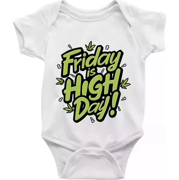 Kojenecké oblečení Marihuana - Friday is high day - Body kojenecké s krátkým rukávem - Krátký r. 18-24 měs ( Bílá )