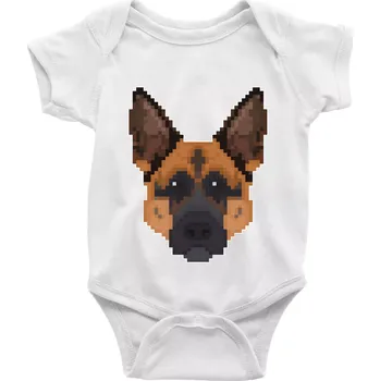 Kojenecký body Německý ovčák - Rozkostičkovaný - Body kojenecké s krátkým rukávem - Krátký r. 6-12 mes ( Bílá )