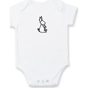 Kojenecké oblečení Geometrie - zajíc - Body kojenecké s krátkým rukávem - Krátký r. 18-24 měs ( Bílá )