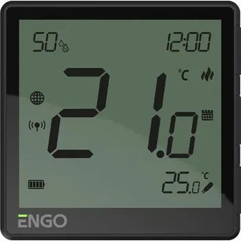 Termostat ENGO Controls EONE-BATB - regulátor teploty, bateriový (Li-Ion), černý, internetový, dobíjecí, ZigBee, pro povrchovou montáž