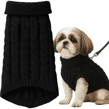 Obleček pro psa Zimní svetr pro psa a kočku L, černý PURLOV