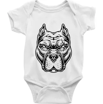 Kojenecký body Americký stafordširský teriér hlava - Body kojenecké s krátkým rukávem - Krátký r. 6-12 mes ( Bílá )