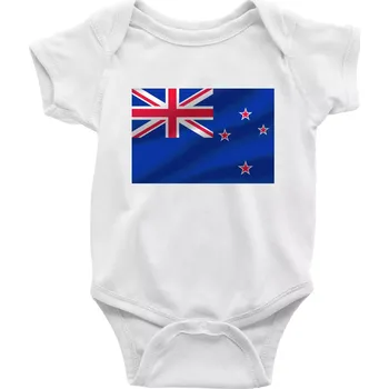 Kojenecký body Nový Zéland Vlajka obdélník - Body kojenecké s krátkým rukávem - Krátký r. 18-24 měs ( Bílá )