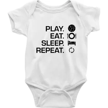 Kojenecké oblečení Play Eat Sleep Repeat volejbal - Body kojenecké s krátkým rukávem - Krátký r. 18-24 měs ( Bílá )