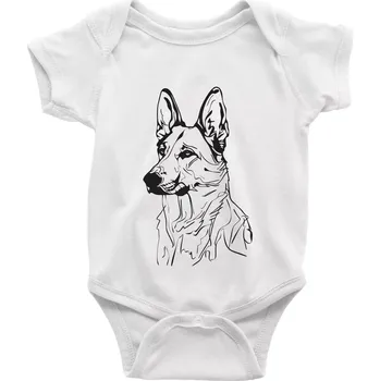 Kojenecký body Německý ovčák černá kresba - Body kojenecké s krátkým rukávem - Krátký r. 18-24 měs ( Bílá )