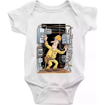 Kojenecké oblečení Vyděšený elektrikář - Body kojenecké s krátkým rukávem - Krátký r. 6-12 mes ( Bílá )