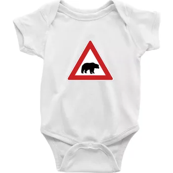 Kojenecký body Dopravní značka - Pozor lední medvěd - Body kojenecké s krátkým rukávem - Krátký r. 6-12 mes ( Bílá )
